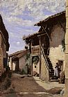 Jean-baptiste-camille Corot Canvas Paintings - A Village Steeet, Dardagny